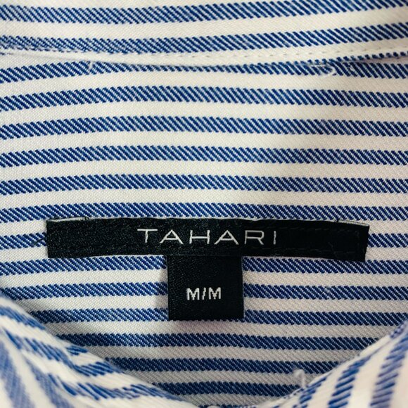 Tahari Women’s Button down blouse top Size med blue and white - Picture 10 of 14